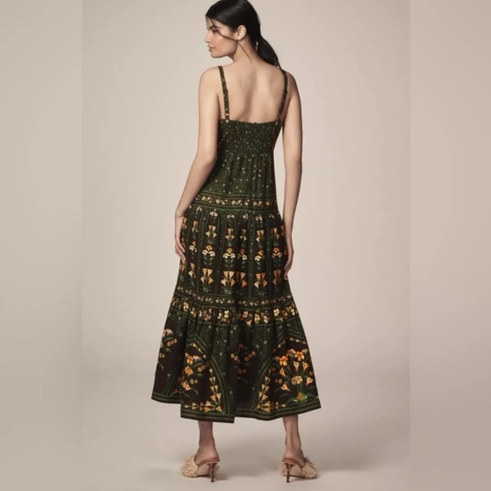 Anthropologie Farm Rio Flowers Arch Sleeveless Linen Blend Midi Dress M NWT - Picture 2 of 6